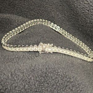 Sterling Silver CZ Tennis Bracelet | HFE 925 Korea | Princess Cut Sparkle